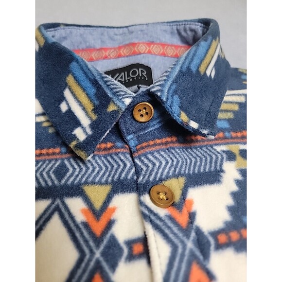 Valor Shirt Shacket Mens XL Aztec Fleece  Blue White Aztec Tribal Southwest - Picture 4 of 12